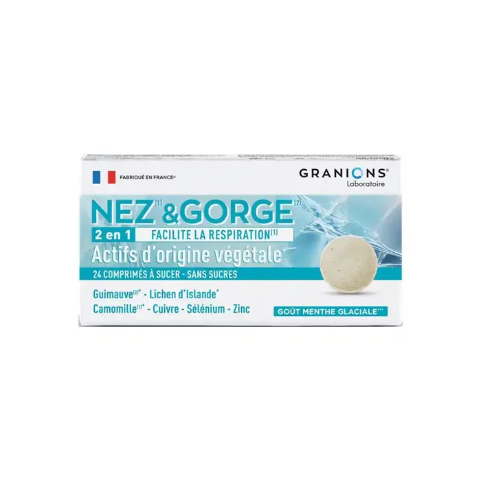 Granions 24 comprimes a sucer menthe glaciale pour nez et gorge