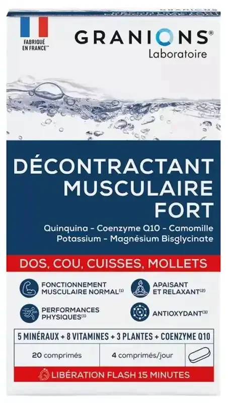 Granions Décontractant Musculaire Fort Dos Cou Cuisses Mollets 20 Comprimés