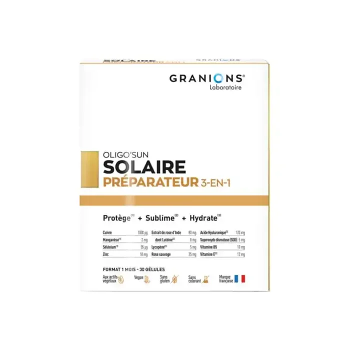 Granions Oligo‘Sun preparateur solaire 3 en 1 – 1 mois 30 gelules