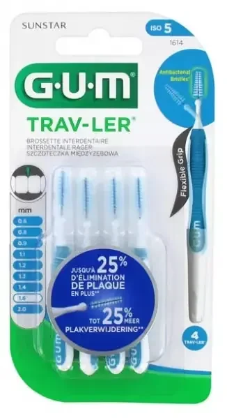 GUM 4 Brossettes Interdentaire Trav-Ler – Taille 1614 1,6 mm