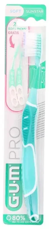 GUM Brosse à Dents Pro Souple 525 – Couleur Vert