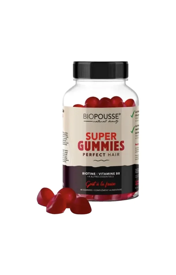 Gummies croissance des cheveux – Biotine, vitamines & zinc – Fraise – 1 mois