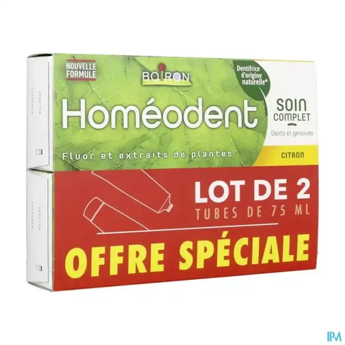 Homeodent soin complet dents et gencives citron pate dentifrice 75ml x2