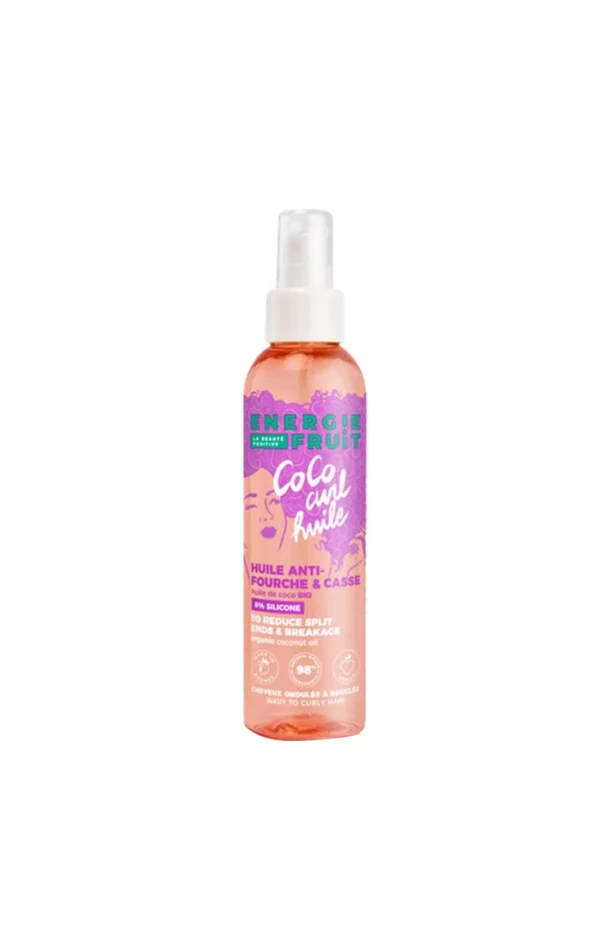 Huile anti-fourche – Huile de coco bio – Cheveux ondulés à bouclés – 150 ml