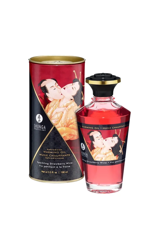 Huile chauffante pour zone érogène – Vin pétillant à la fraise – 100 ml