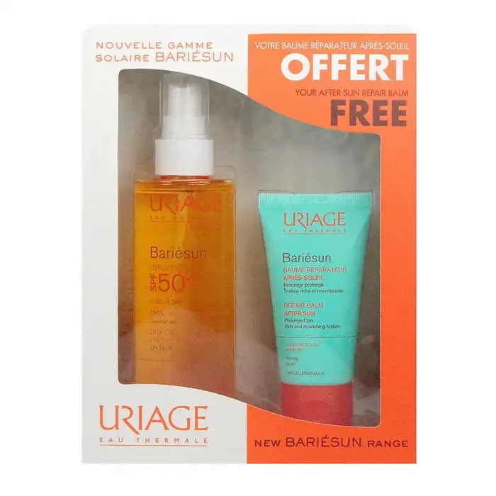 Huile sèche solaire SPF50 Bariésun 200 ml + Baume offert 50 ml