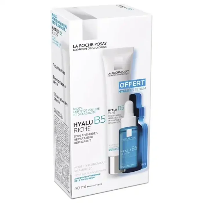 HYALU B5 SOIN ANTI-RIDES REPARATEUR REPULPANT RICHE 40ML + OFFERT SERUM LA ROCHE POSAY