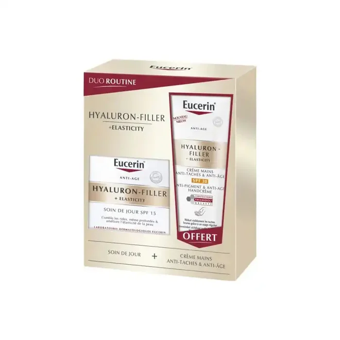 HYALURON FILLER SOIN ANTI AGE JOUR SPF15 50ML + CREME MAINS SPF30 75 ML OFFERTE EUCERIN