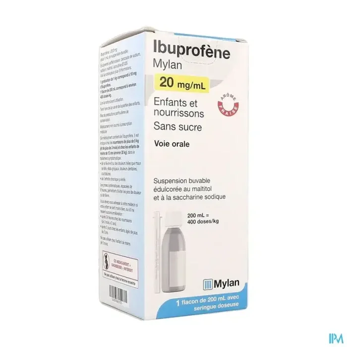 Ibuprofene viatris 20mg/ml enfant nourrisson sans sucre 200ml