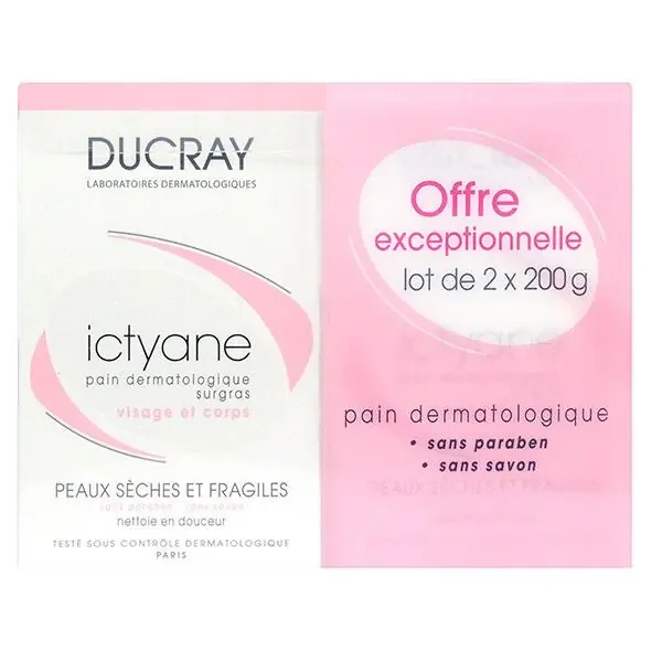 Ictyane pain dermatologique peaux fragiles 2x200g