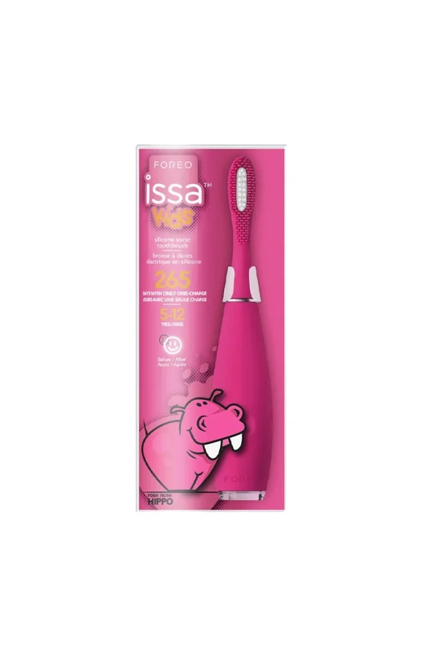 ISSA™ Kids – Brosse à dents sonique- Rose Nose Hippo – Enfant – Fuschia