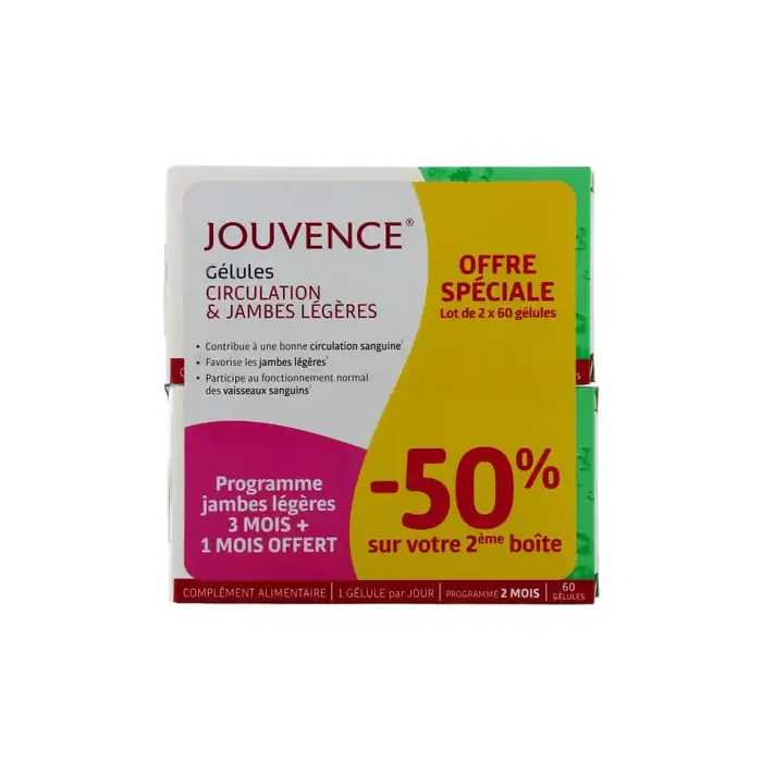 JOUVENCE CIRCULATION & JAMBES LEGERES LOT DE 2X60 GELULES JOUVENCE DE L‘ABBÉ SOURY