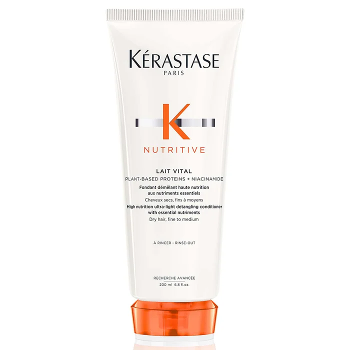 Kérastase Nutritive Lait Vital Après-Shampooing Haute Nutrition Ultra-Léger pour Cheveux Secs, Fins à Moyens 200 ml