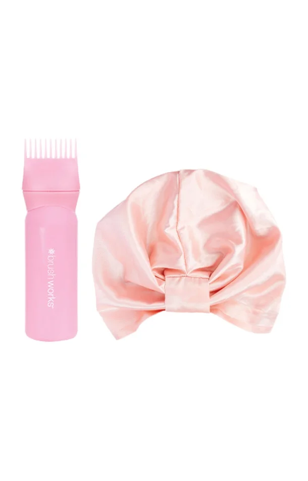 Kit soin du cuir chevelu – Applicateur d’huile & bonnet en satin – 2 produits