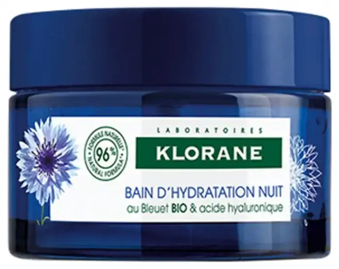 Klorane Bleuet Bain d‘Hydratation Nuit au Bleuet Bio et Acide Hyaluronique – Visage et Yeux 50 ml