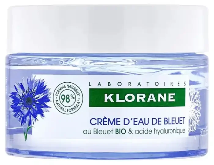 Klorane Bleuet Crème d‘Eau au Bleuet Bio et Acide Hyaluronique – Visage et Yeux 50 ml