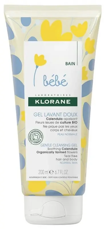 Klorane Calendula Bébé – Gel Lavant Doux au Apaisant Corps Et Cheveux Peau Normale 200 ml