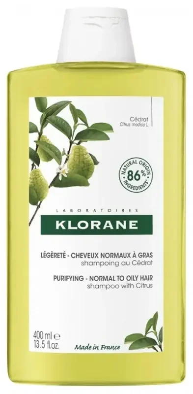Klorane Cédrat – Shampooing Légèreté Cheveux Mixtes à Gras 400 ml
