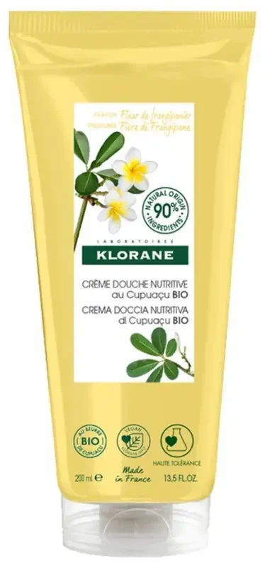 Klorane — Crème Douche au Beurre de Cupuaçu Bio – Fleur de Frangipanier — Peau Sèche 200 ml