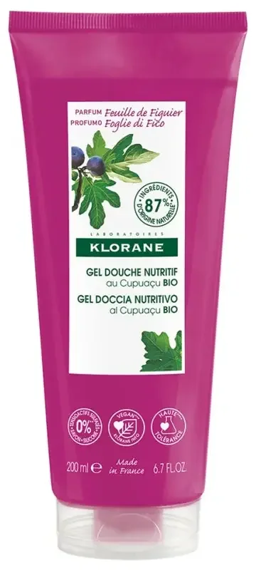 Klorane Gel Douche au Beurre de Cupuaçu Bio – Feuille de Figuier – Tous Types de Peaux – Hydratant 200 ml