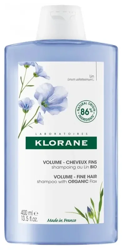 Klorane Lin Shampoing Volume Aux Fibres de Lin – Cheveux Fins 400 ml