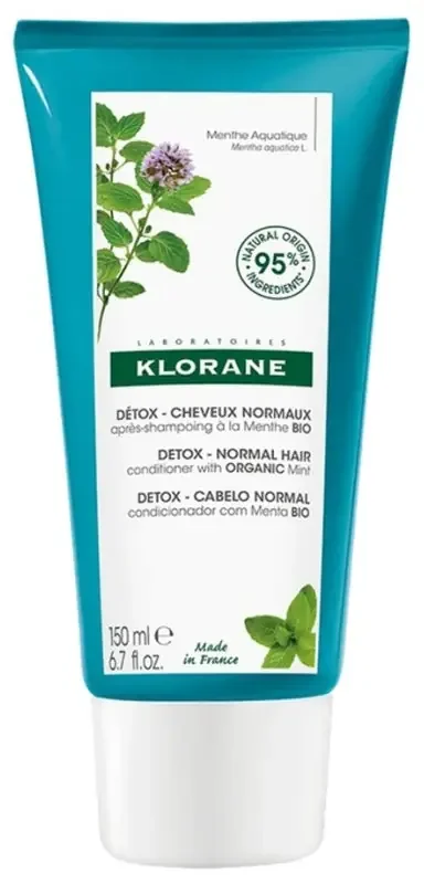 Klorane Menthe Aquatique Après-Shampoing Détox à la Menthe Bio – Cheveux Normaux 150 ml