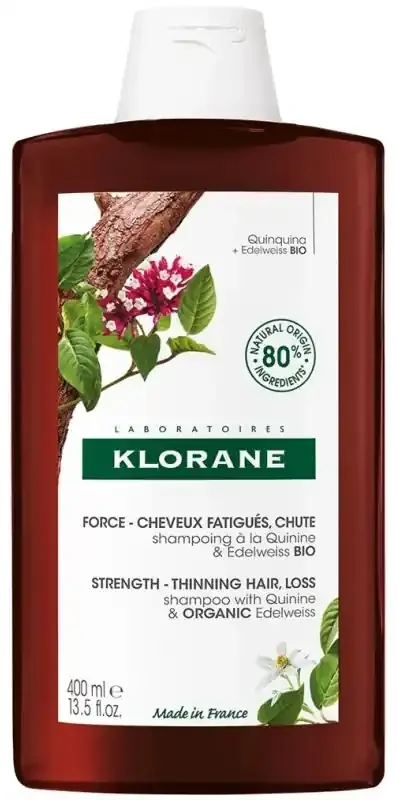 Klorane Quinine Shampoing Fortifiant à la Quinine & Edelweiss Bio Chute de Cheveux Fatigués 400 ml