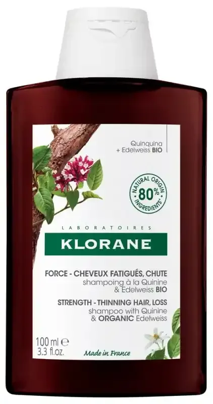 Klorane Shampoing Fortifiant À La Quinine Et Edelweiss Bio Chute de Cheveux Fatigués 100 ml