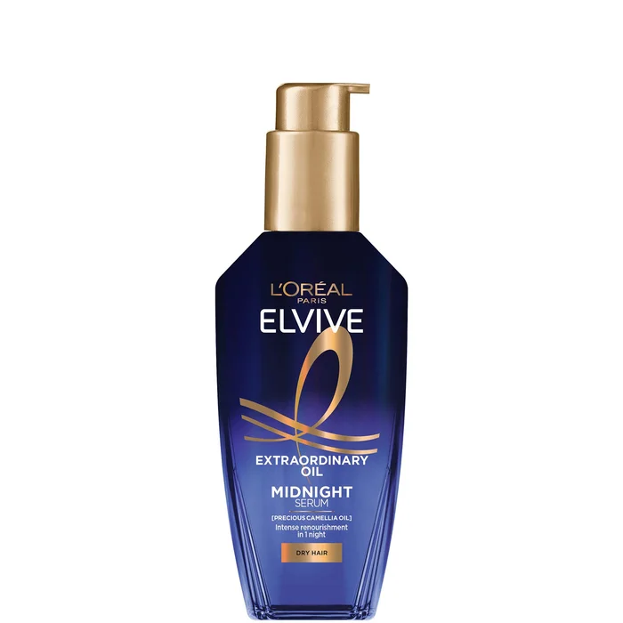 L'Oréal Paris Elseve Huile Extraordinaire Midnight Sérum Huile Précieuse Nutrition Absolue pour Cheveux Secs 100 ml