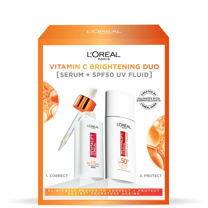 L'Oréal Paris Revitalift Pure Vitamin C Sérum et Fluide Invisible SPF 50+ Duo Visage