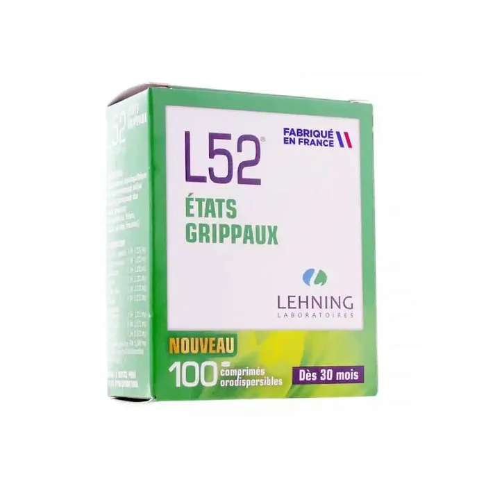 L52 ETATS GRIPPAUX HOMEOPATHIE 100 COMPRIMES LEHNING