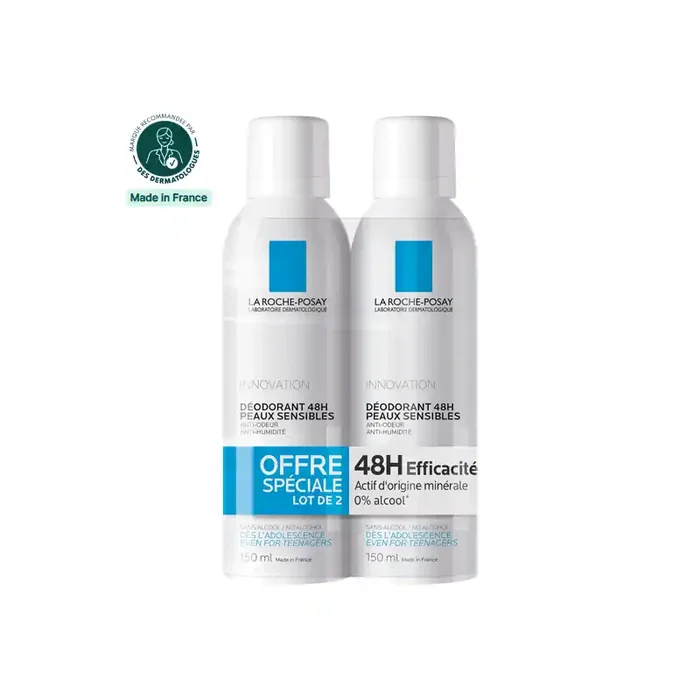 La Roche-Posay deodorant spray 48h peaux sensibles lot de 2x150ml