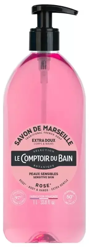 Le Comptoir du Bain Savon de Marseille Rose Extra Doux 1 l