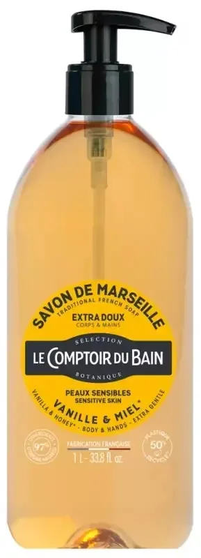 Le Comptoir du Bain Savon de Marseille Vanille Miel Extra Doux 1 l