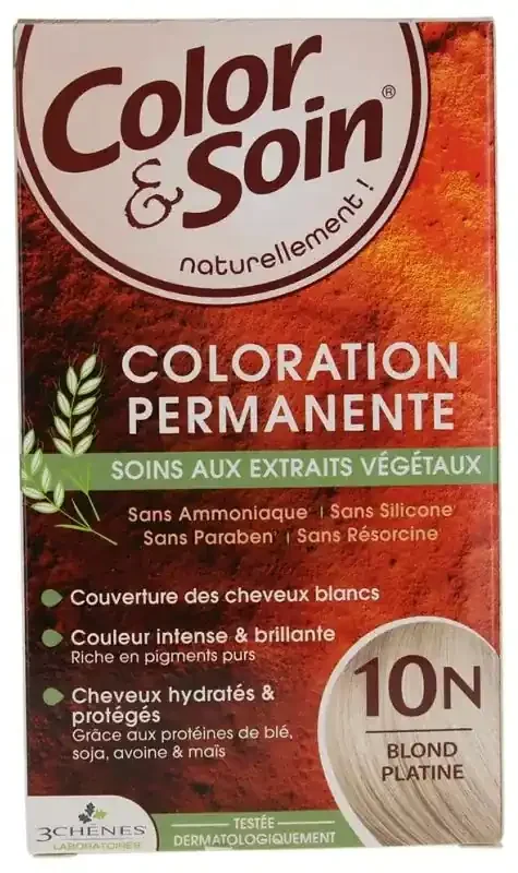 Les 3 Chênes Color & Soin Coloration Permanente Extraits Végétaux Sans Ammoniaque – Coloration Blond Platine 10N