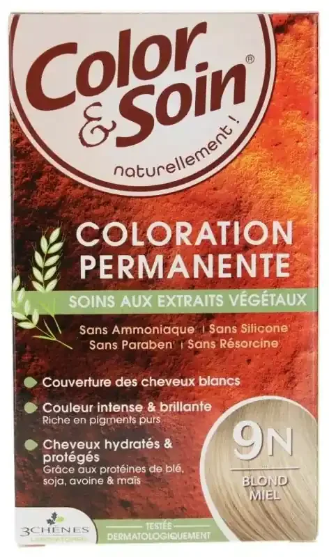 Les 3 Chênes Color & Soin Coloration Permanente Extraits Végétaux Sans Ammoniaque – Coloration Blond Miel 9N