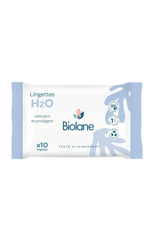 Lingettes épaisses H2O – Peaux sensibles – Bébé – 6 x 10 unités