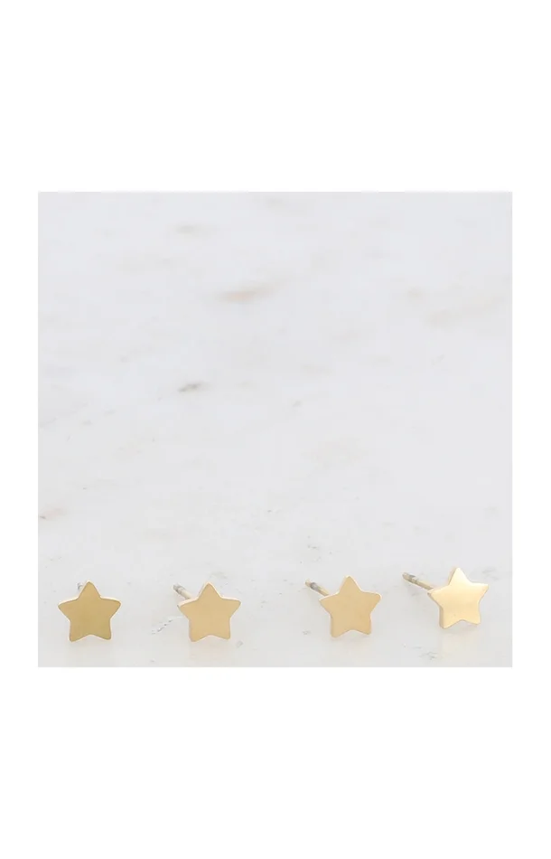 Lot de 2 paires de boucles d’oreilles étoiles – Acier inoxydable doré