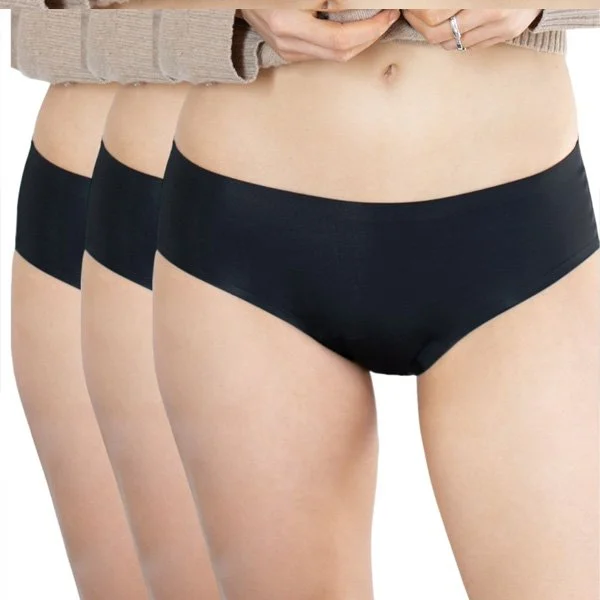 Lot de 3 shortys menstruels invisibles – Flux moyens – Noir
