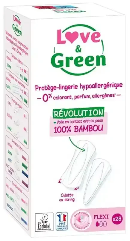 Love & Green Protège-Lingeries Hypoallergéniques et Écologiques « flexi » X 28