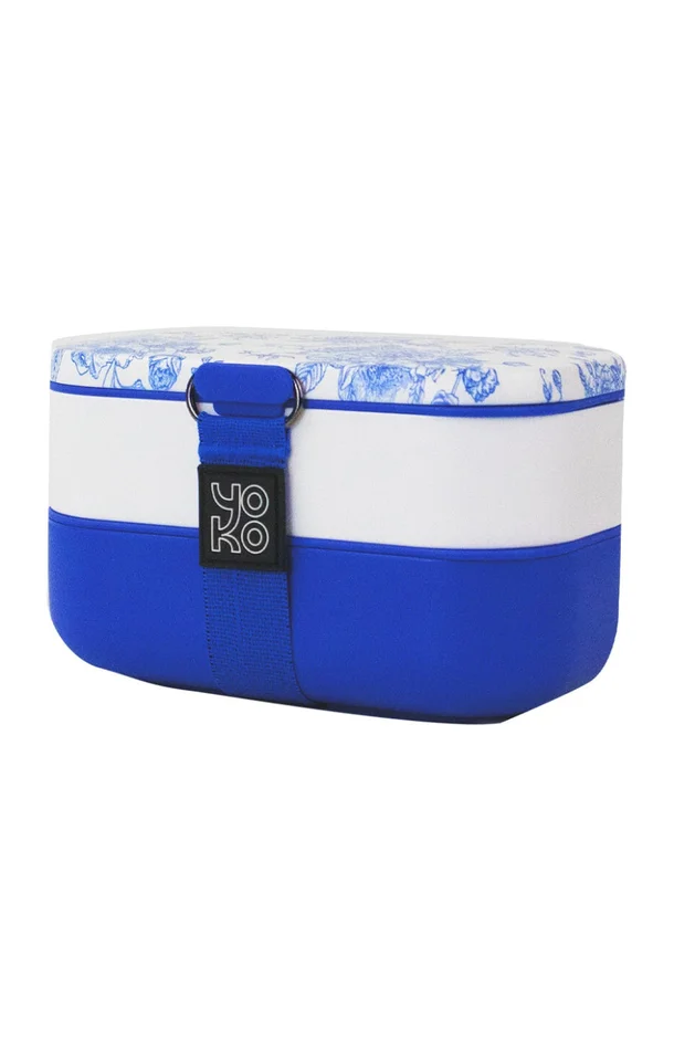 Lunch box – 2 étages – Toile de Jouy – Bleu – 1,2 L