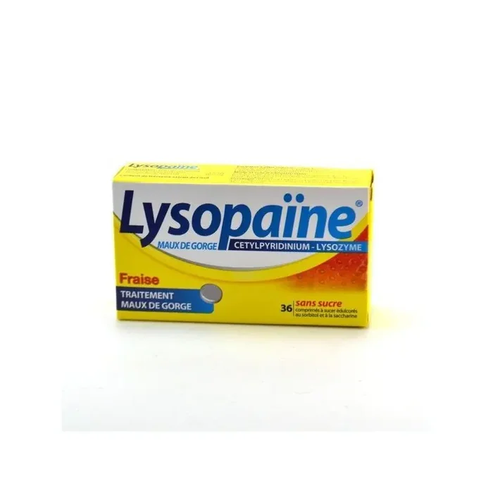 Lysopaine Maux De Gorge Cetylpyridinium Lysozyme Fraise Sans Sucre 18 Comprimes