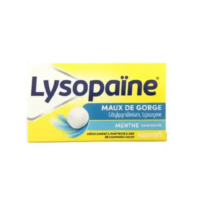 LYSOPAINE MENTHE SANS SUCRE MAUX DE GORGE APHTES SANOFI
