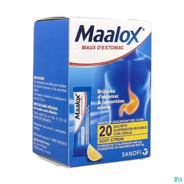 Maalox maux estomac suspension buvable citron sachet 20