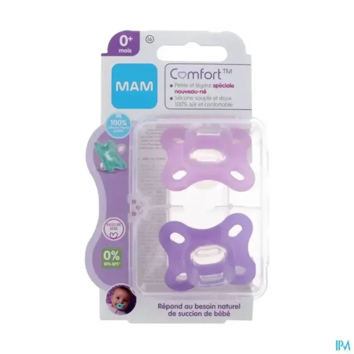 Mam sucette comfort rose +0m silicone bte sterilisation x2