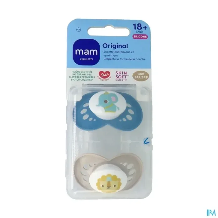 Mam sucette original animaux +18m silicone x2