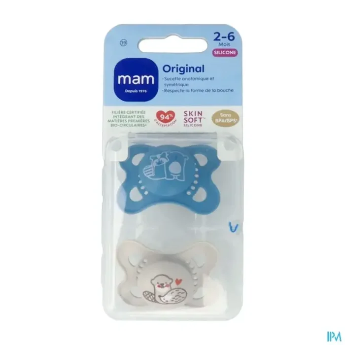 Mam sucette original nature 2/6m silicone x2