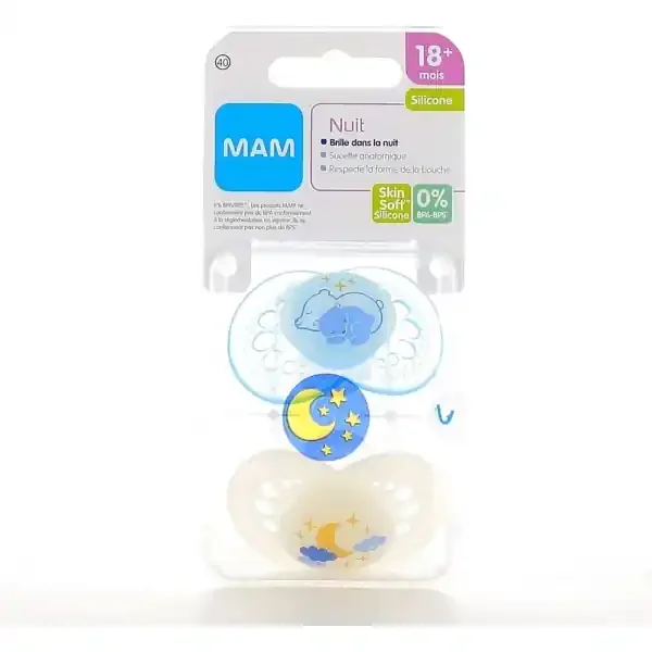 Mam Sucette Original Nuit 18+ Mois Silicone x 2