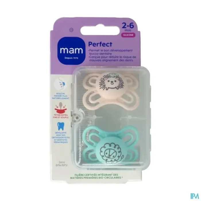 Mam sucette perfect 2/6m silicone x2