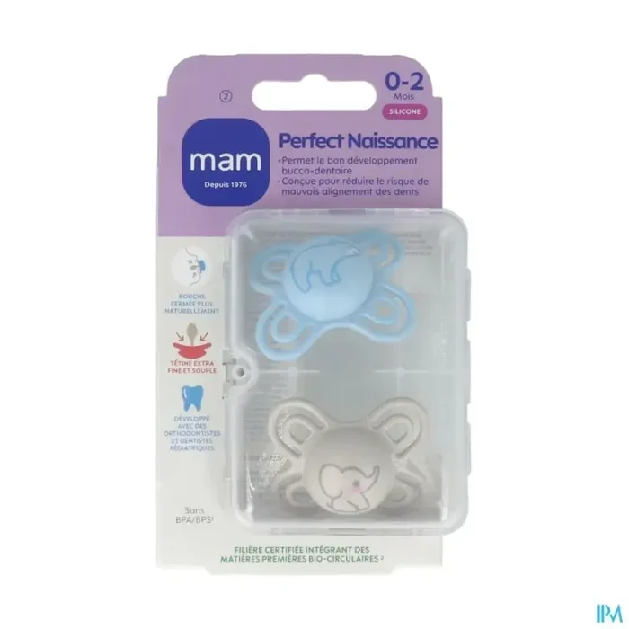 Mam sucette perfect naissance 0/2m silicone x2